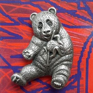 Vintage • sterling panda pendant or pin brooch